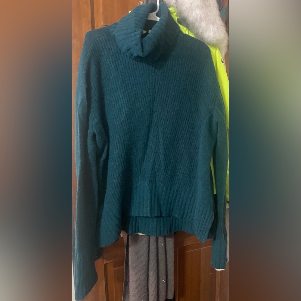 Anthropologie Moth Teal Turtleneck Wool BlendWomen's Sweater